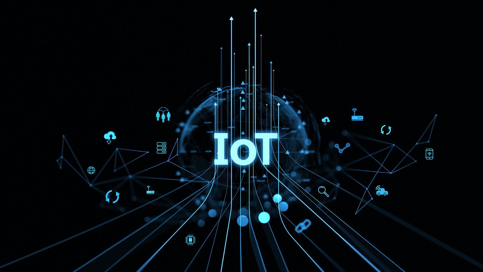 An abstract visualisation of IoT devices on a network
